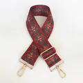 Detail of colorful jacquard geometric pattern bag strap with gold metal hooks - Style B101 (Gold Hook)