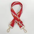 Detail of adjustable geometric wave bag strap with gold metal hooks and red pattern - Red Orange White Wave Pattern Gold Hook (B73+Gold Hook)