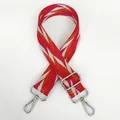 Adjustable wide woven shoulder strap with red geometric pattern and silver hooks - Red Orange White Wave Pattern Silver Hook (B73+Silver Hook)
