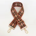 Geometric woven strap with orange and green patterns and gold lobster clasps - Orange-Green-Black-White Diamond (B88)