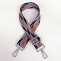 Macro detail of adjustable B74 geometric strap with purple zigzag pattern and silver hooks - Blue Purple Brown Black Argyle Jacquard Silver Hook (B74+Silver Hook)