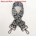 Detail of durable nylon shoulder strap with black and white wave pattern and gunmetal hooks - Black & White + Gunmetal Hook