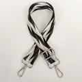 Detail of adjustable woven shoulder strap with black and white zigzag pattern and silver hooks - Black White Gray Geometric Zigzag Silver Hook (B75+Silver Hook)