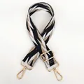 Detail of adjustable geometric strap with navy blue patterns and gold metal hooks - Navy Blue Beige White Wave Pattern Gold Hook (B76+Gold Hook)