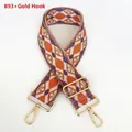 Adjustable wide canvas replacement bag strap with ethnic geometric orange and blue patterns - Orange-Blue-Beige Diamond Pattern (B93)