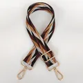Adjustable crossbody bag strap with geometric diamond pattern and gold metal hooks - Brown Black Beige White Geometric Pattern Gold Hook (B77+Gold Hook)