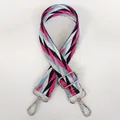Detail of adjustable woven shoulder strap with pink geometric arrow pattern and silver hooks - Blue Pink Orange White Geometric Zigzag Silver Hook (B78+Silver Hook)