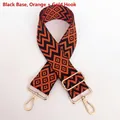 Adjustable black and orange woven geometric replacement strap with gold metal hooks - Black Base Orange + Gold Hook
