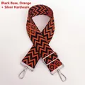 Adjustable woven replacement strap with orange geometric pattern and silver hooks - Black Base Orange + Silver Hook