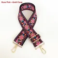 Detailed view of rose pink ethnic embroidery bag strap with golden rotating hooks - Rose Pink-Gold Hook