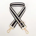 Adjustable black and beige striped crossbody bag strap with gold metal swivel hooks - Black Edge Black/Beige Stripe + Gold Hook
