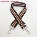 Adjustable wide striped strap with vintage coffee base and silver metal lobster hooks - Vintage Coffee + Silver Hook