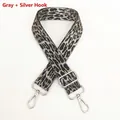 Adjustable leopard print bag strap in grey and black with silver metal hooks - Grey + Silver Hook