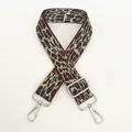 Close-up of wine red leopard print handbag strap with adjustable silver metal hooks - Wine Red + Silver Hook