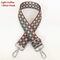 Bandoulière réglable à damier café clair avec détails de crochets argentés - Café Clair + Crochets Argentés