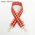 Bandoulière large réglable à motif damier orange avec attaches en métal doré - Orange + Crochet Doré