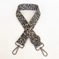 Detail of adjustable leopard print bag strap in light purple with gunmetal metal hooks - Light Purple + Gunmetal Hook
