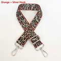 Detail of adjustable leopard print bag strap in orange with silver metal lobster clasps - Orange + Silver Hook