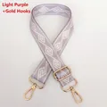 Adjustable light purple nylon bag strap with white geometric pattern and gold hooks - Light Purple + Gold Hook