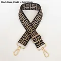Details des verstellbaren Taschenriemens mit khakifarbenem Muster und goldenem Karabiner - Silberner Haken / Schwarze Basis Khaki