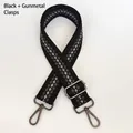 Dettaglio della tracolla intrecciata con motivo a rombi e gancio in metallo scuro - Nero + Gancio Canna di Fucile