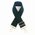 Detail of adjustable dark green canvas strap with twill texture and gold metal hooks - Gun Black Hook / Dark Green