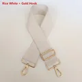 Detail of off-white woven canvas strap with adjustable gold metal hooks and hardware - Gun Black Hook / Off White
