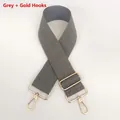 Adjustable grey canvas shoulder strap with gold metal hooks for crossbody bags - Gun Black Hook / Gray