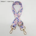 Floral bag strap with pink and purple flower pattern and gold metal rotating hooks - Style 1 (Floral) + Gold Hook