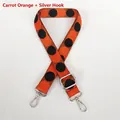 Adjustable 2.5cm carrot color polka dot shoulder strap with silver hooks for crossbody bags - Carrot Orange + Silver Hook