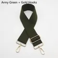 Army green wide canvas replacement strap for handbags with gold metal swivel hooks - Gun Black Hook / Army Green