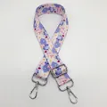 Detailed view of floral replacement bag strap with silver lobster hooks and metal buckle - Style 1 (Floral) + Silver Hook