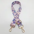 Adjustable floral crossbody bag strap with purple small flower print and gold metal hooks - Style 2 (Floral) + Gold Hook