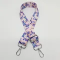 Bandoulière réglable avec motifs floraux violets et mousquetons en métal argenté - Style 2 (Floral) + Crochet Argenté