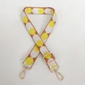 Adjustable woven canvas bag strap in brown, white, and yellow with gold hardware - Brown Base White-Yellow + Gold Hook
