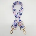 Bandoulière réglable avec motif tie-dye violet et bleu, sangle florale et crochets dorés - Style 4 (Tie-dye) + Crochet Doré
