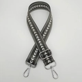 Detail of adjustable nylon strap with white arrow patterns and silver metal buckles - Dark Gray + Silver Hook