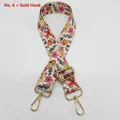 Détail d'une bandoulière en tissu réglable avec fleurs colorées et crochets en métal doré - Style 6 (Floral) + Crochet Doré