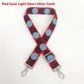Adjustable 2.5cm red and blue polka dot replacement shoulder strap with silver hooks - Red Base Light Blue + Silver Hook