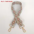 Close-up of beige woven shoulder strap with brown and green geometric diamond patterns - Style 3 (Number 3) / Gold Hook