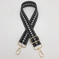 Adjustable nylon shoulder strap with black and white arrow pattern and gold metal hooks - Black + Gold Hook