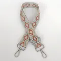 Wide adjustable woven bag strap with geometric patterns and silver metal hooks - Style 3 (Number 3) / Silver Hook