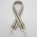Adjustable nylon shoulder strap with black chevron pattern and gold metal hardware - Cream White + Gold Hook