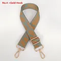 Detail of leaf pattern woven strap with golden swivel snap hooks and adjustable slider - Style 4 (No. 4) / Gold Hook