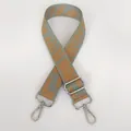 Detail of wide fabric backpack strap with mint green geometric pattern and silver hooks - Style 4 (No. 4) / Silver Hook