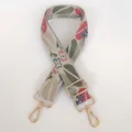 Detailed macro view of beige jacquard bag strap with floral pattern and golden metal hook - Style 6 (No. 6) / Gold Hook