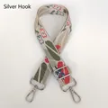 Detail of adjustable floral jacquard strap with silver metal hooks and woven pattern - Style 6 (No. 6) / Silver Hook