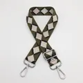 Detail of green argyle patterned jacquard bag strap with silver metal swivel hooks - Style 7 (No. 7) / Silver Hook