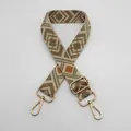 Detail of adjustable woven bag strap with geometric diamond pattern and gold metal hooks - Style 8 (No. 8) / Gold Hook