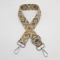 Close-up of geometric pattern on wide adjustable nylon bag strap with silver metal hooks - Style 8 (No. 8) / Silver Hook